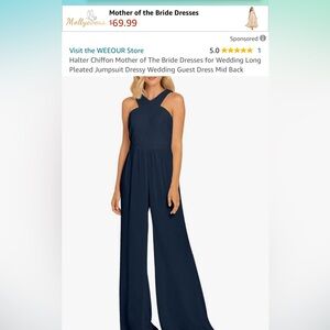 Navy mother of the bride pantsuit. Never worn. Paid $69. Really cute.